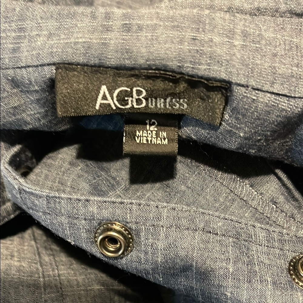 AGB Blue Midi Dress with Button Detail - Picture 7 of 7
